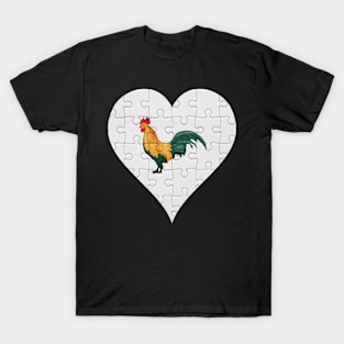 Jigsaw  Rooster Heart Design - Farm Animals Rooster T-Shirt